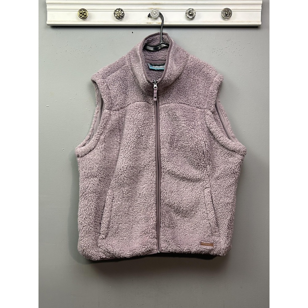 Free Country Vest Womens XXL Purple Sherpa Fleece Full Zip Mock Neck Faux Fur